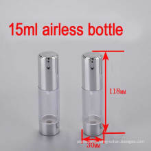15ml Shiny Silver Plastic Airless Lotion Pump Bottle for Cosmetic